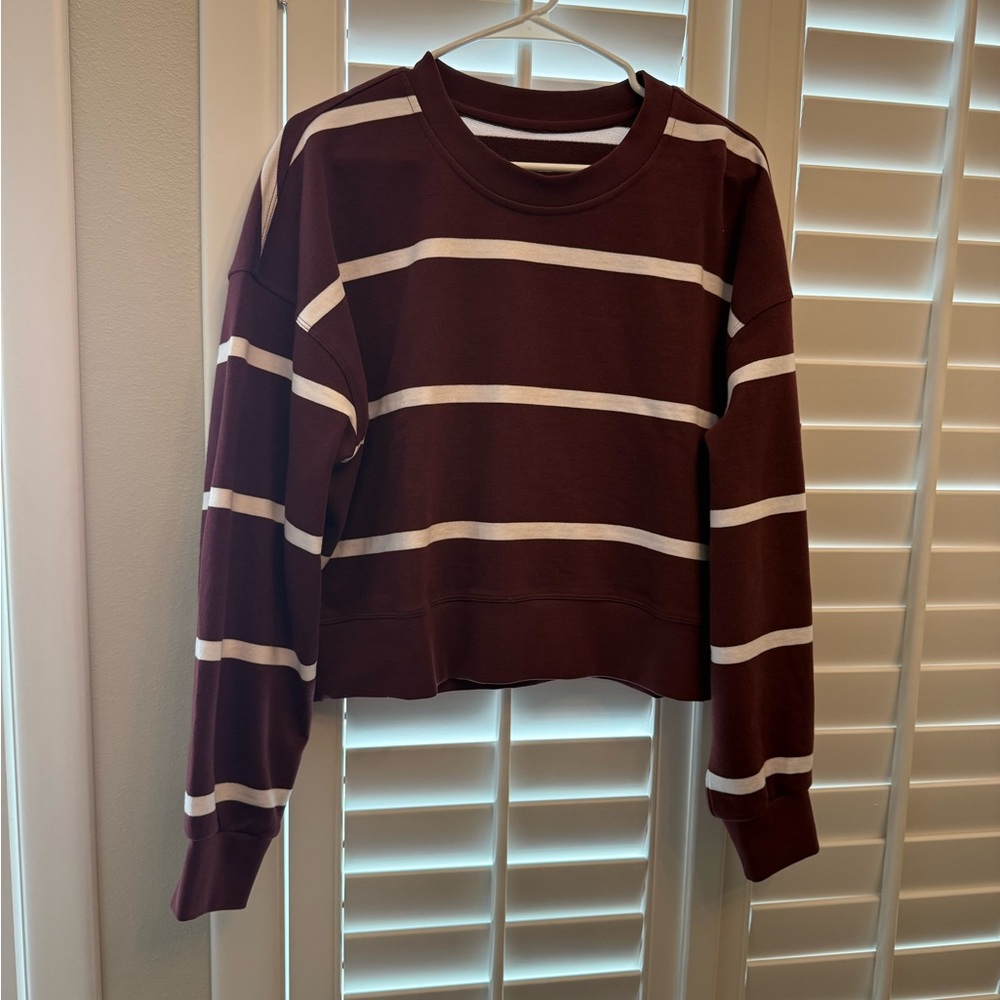 lululemon athletica Maroon and White Striped Sweatshirt